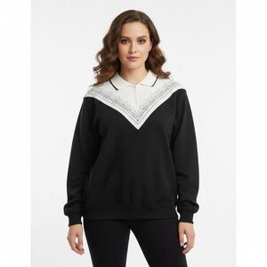 Vtg Blast Granny Sweater Women's M Quarter Zip Cottagecore Grandma Retro Boho